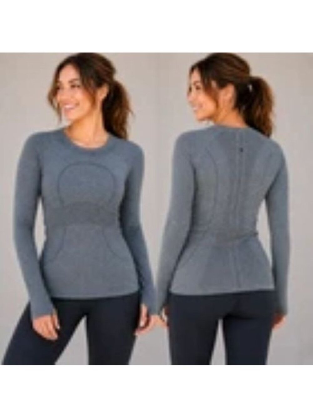 Lululemon Swiftly Tech Long Sleeve Crew Top Women's 6 Gray Thumbholes Run Gym